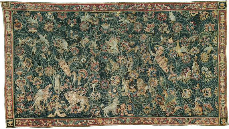 Large-leaf verdure tapestry with foliage, birds and animals, Southern Netherlands, possibly Bruges, 1525 to 1550